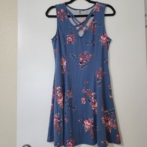 Large Blue and Pink Floral Dress from Mudd